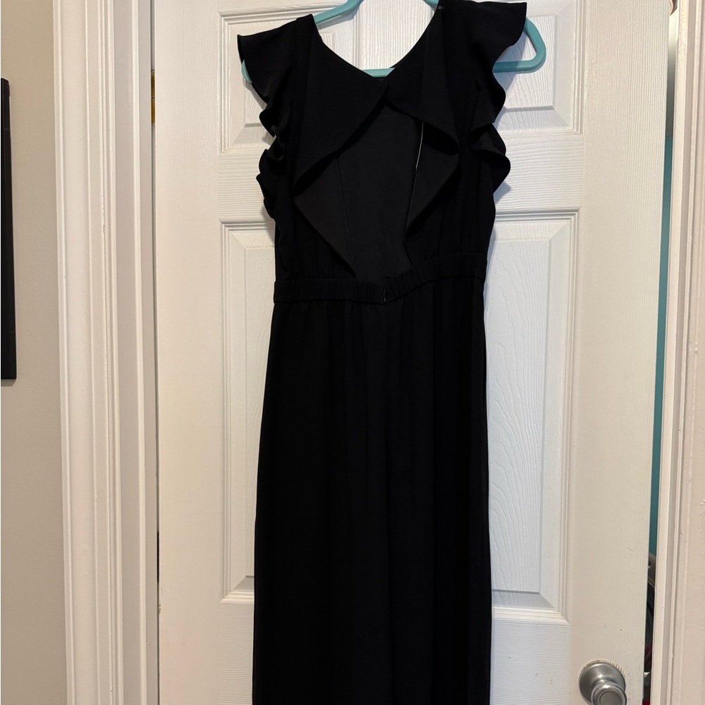 J Crew Sleeveless Ruffle Jumpsuit in 365 Crepe